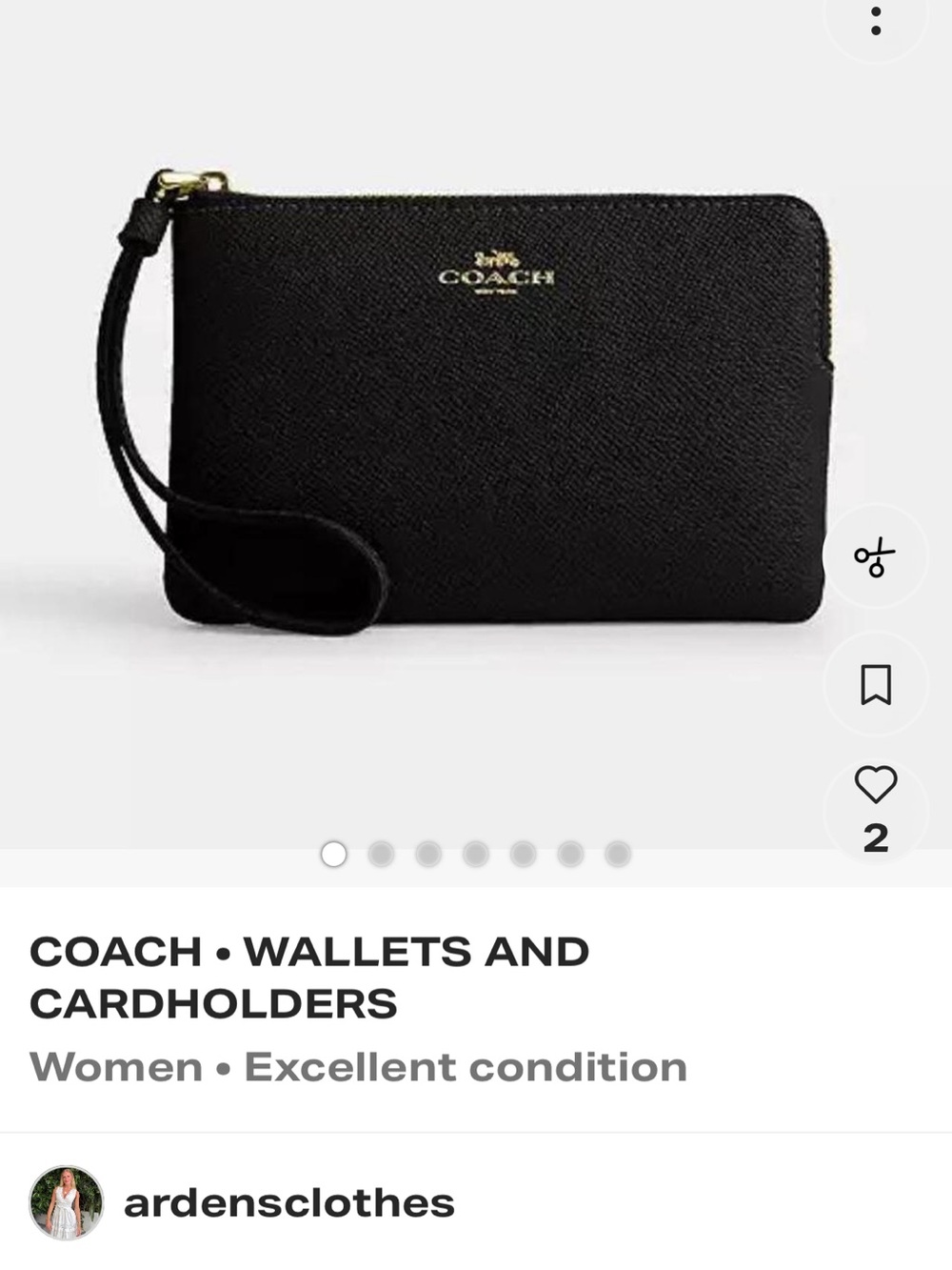 Coach Black Leather Wristlet with Gold Logo